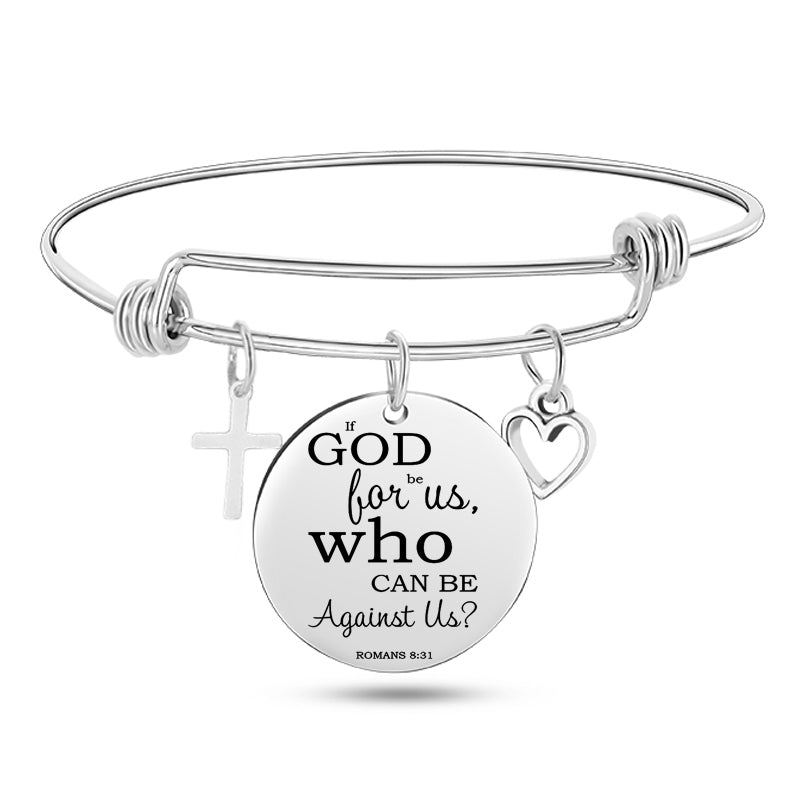 Jesus Christian Bible Scripture Stainless Steel Bangle Bracelet - One Red Hill
